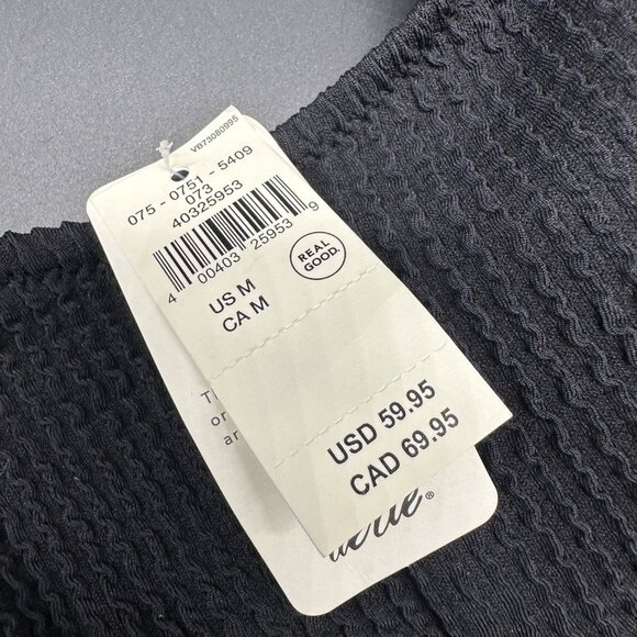 One Shoulder Black Ribbed Cutout Swimsuit Full Coverage UPF 50 Medium Aerie - Picture 5 of 11